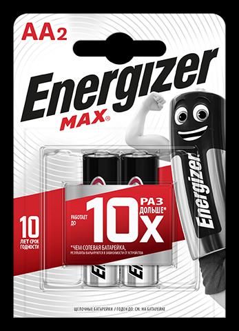 Элемент питания алкалиновый MAX LR6/316 BL2 (блист.2шт) Energizer E301532801