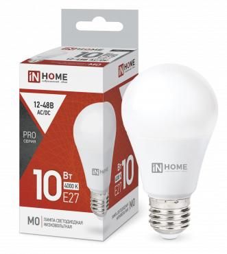 Лампа светодиодная низковольтная LED-MO-PRO 10Вт грушевидная матовая 4000К нейтр. бел. E27 900лм 12-48В IN HOME 4690612038032