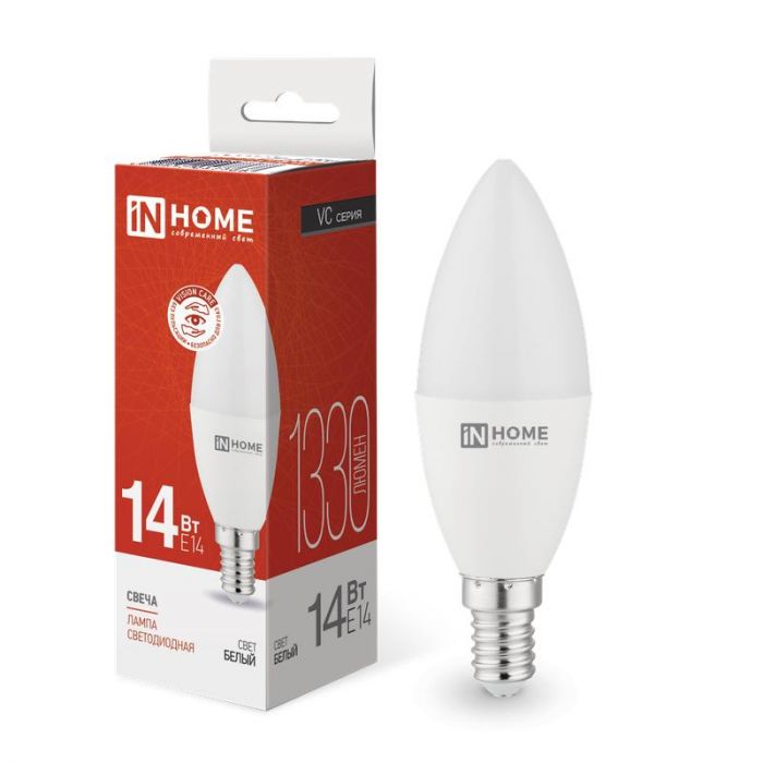 Лампа светодиодная LED-СВЕЧА-VC 14Вт E14 4000К 1330лм IN HOME 4690612047768