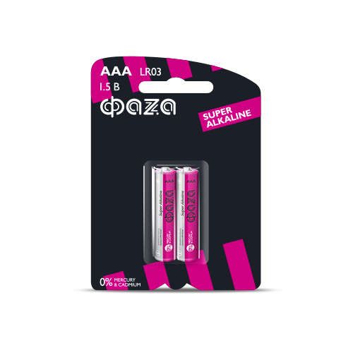 Элемент питания алкалиновый AAA/LR03 1.5В Super Alkaline BL-2 (уп.2шт) ФАZА 2858474