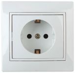 Розетка 1-м СП Plano 1-202-01 16А IP20 250В 2P+E Schuko бел. Intro Б0027609