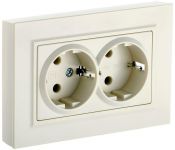 Розетка 2-м СП BRITE РС12-3-БрКр 16А в сборе с заземл. без защ. шторок беж. IEK BR-R21-16-K10-F Розетка 2-м СП BRITE РС12-3-БрКр 16А в сборе с заземл. без защ. шторок беж. IEK BR-R21-16-K10-F