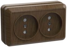 Розетка 2-м ОП Октава 10А IP20 без заземл. дуб IEK ERO20-K04-10-DC Розетка 2-м ОП Октава 10А IP20 без заземл. дуб IEK ERO20-K04-10-DC