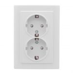 Розетка 2-м СП Минск 16А IP20 с заземл. защ. шторки бел. Basic EKF ERR16-128-100 Розетка 2-м СП Минск 16А IP20 с заземл. защ. шторки бел. Basic EKF ERR16-128-100